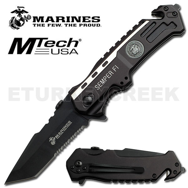 U.S MARINES TACTICAL RESCUE SPRING ASSISTED FOLDER KNIFE W/ TANTO