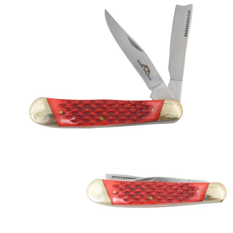 Old Ram Manual Folding KNIFE Red Handle