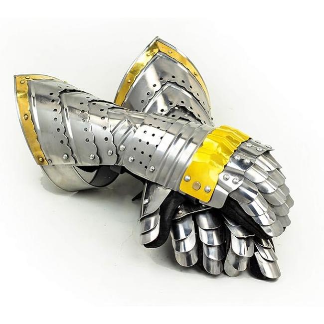 Medieval Warrior Brand Metal Gothic Knight Style Gauntlets Gloves