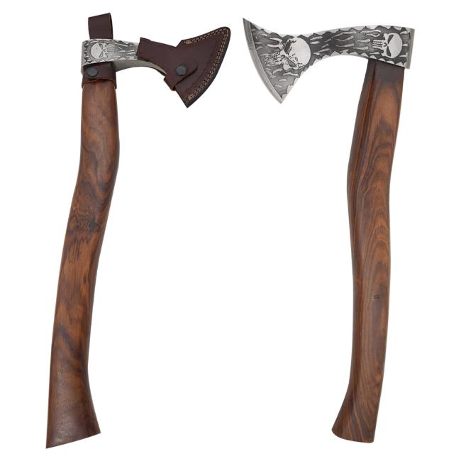 Medieval Warrior Custom Handmade SKULL Etching Viking Axe