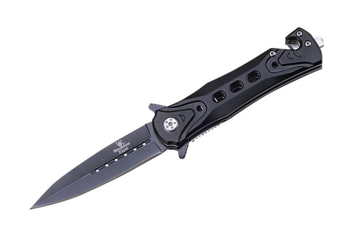 Snake Eye Tactical Spring Assist Knife 4.5'' Closed Black