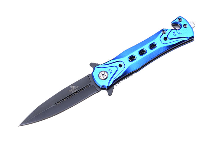Snake Eye Tactical Spring Assist Knife 4.5'' Closed Blue