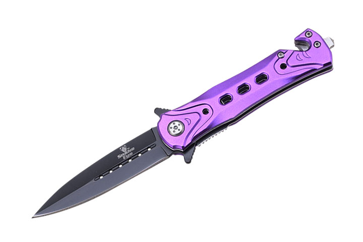 Snake Eye Tactical Spring Assist Knife 4.5'' Closed Purple
