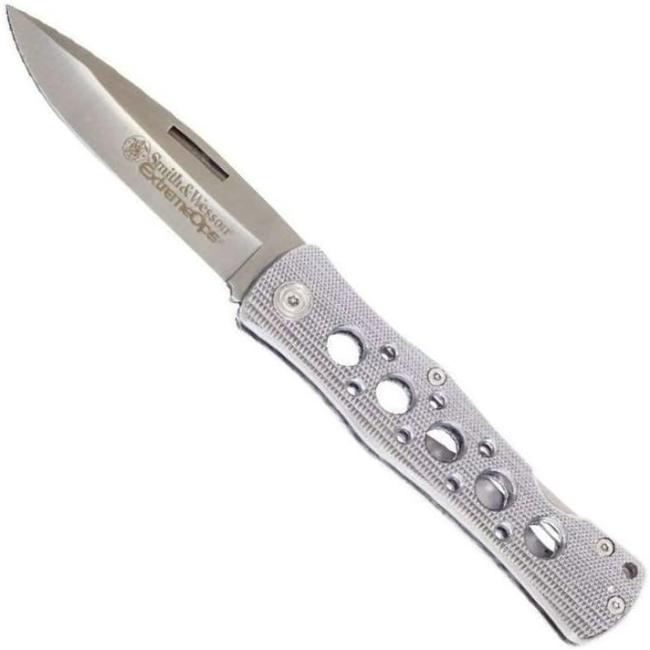 Smith & Wesson Extreme OPS Lock Back Folding KNIFE Silver
