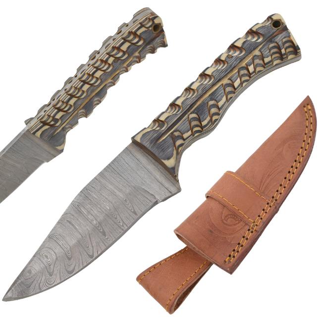 Old Ram Handmade Damascus Steel Fixed Blade Knife(DM-OR-517)