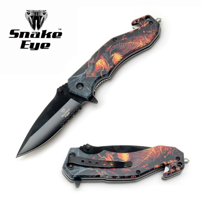 Snake Eye Tactical Rescue Style Spring Assist Knife SE-8001-B
