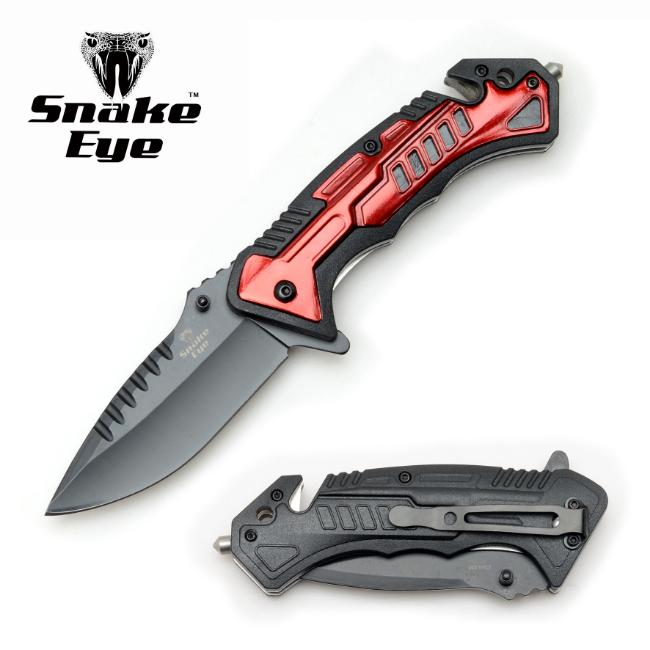Snake Eye Tactical Two Tone Rescue Style Spring Assist knife RD