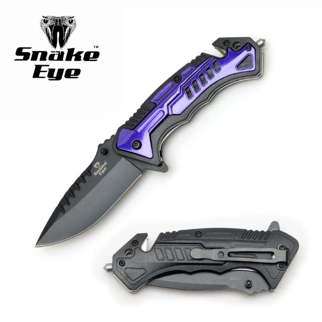 Snake Eye Tactical Two Tone Rescue Style Spring Assist knife PU
