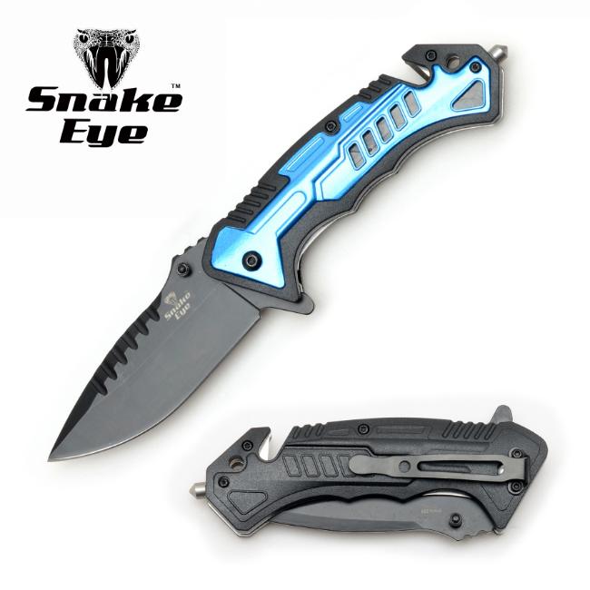 Snake Eye Tactical Two Tone Rescue Style Spring Assist knife BL