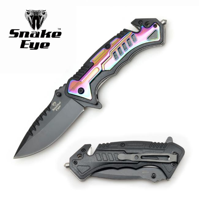 Snake Eye Tactical Two Tone Rescue Style Spring Assist KNIFE RB