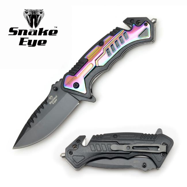 Snake Eye Tactical Two Tone Rescue Style Spring Assist knife RB