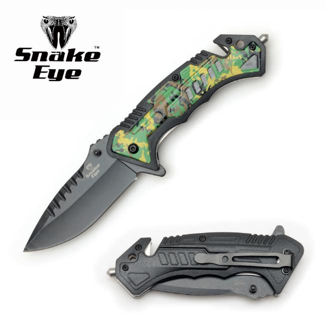 Snake Eye Tactical Two Tone Rescue Style Spring Assist KNIFE CM1