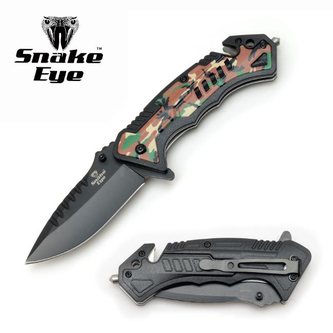Snake Eye Tactical Two Tone Rescue Style Spring Assist KNIFE CM2