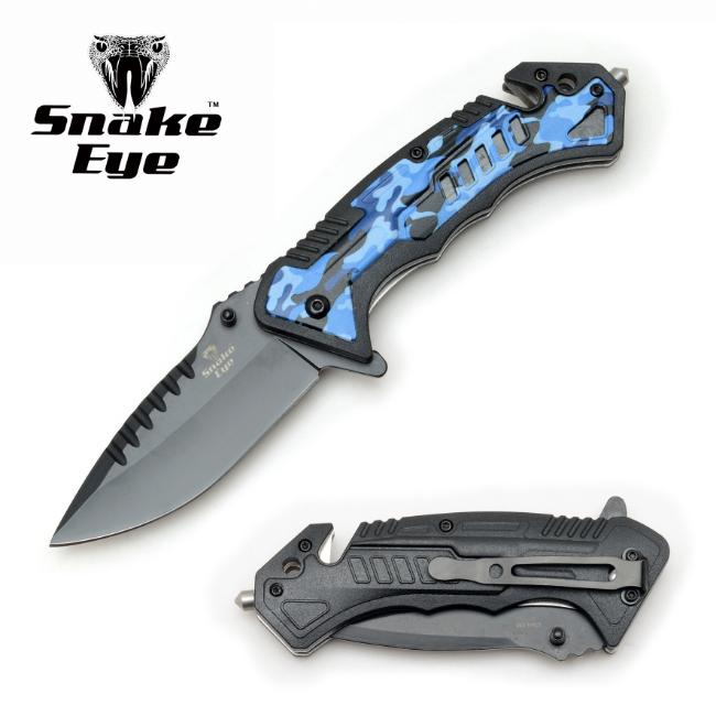 Snake Eye Tactical Two Tone Rescue Style Spring Assist KNIFE CM4