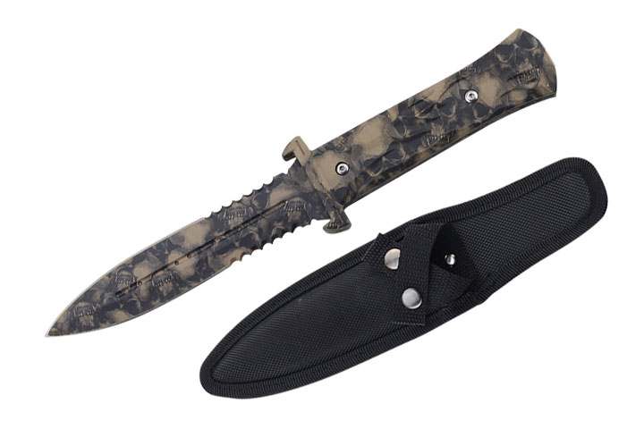 SKULL Fantasy Dagger 9.75'' Overall With Case Brown
