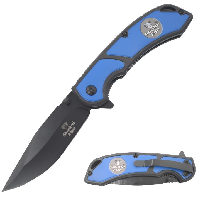 Snake Eye Tactical BLACK & Blue Spring Assist knife SE-1961BK-BL