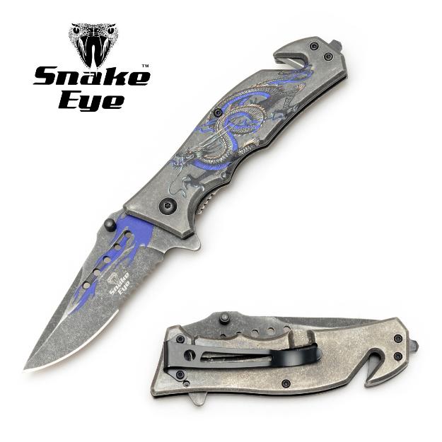Snake Eye Tactical Heavy Duty Rescue Style BL Spring Assist knife