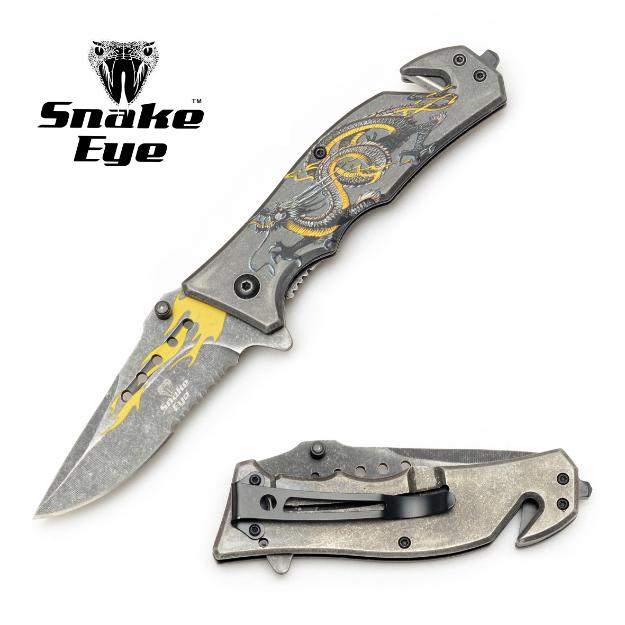 Snake Eye Tactical Heavy Duty Rescue Style YL Spring Assist KNIFE