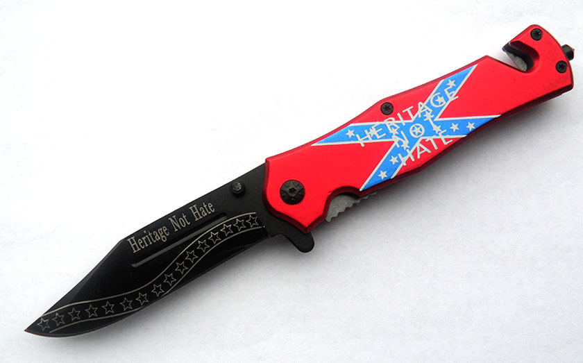 Tactical Rescue Folder Spring Assisted KNIFE - Rebel Flag