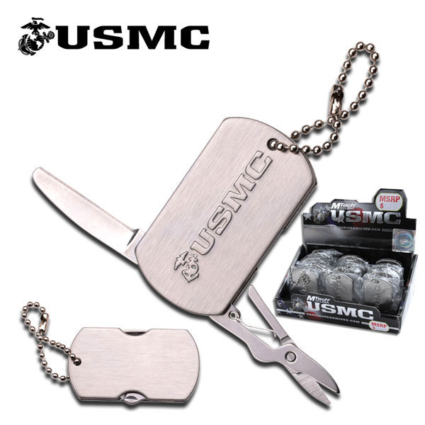 US MARINES DOG TAG WITH SCISSORS AND BEAD CHAIN 12PC/BOX