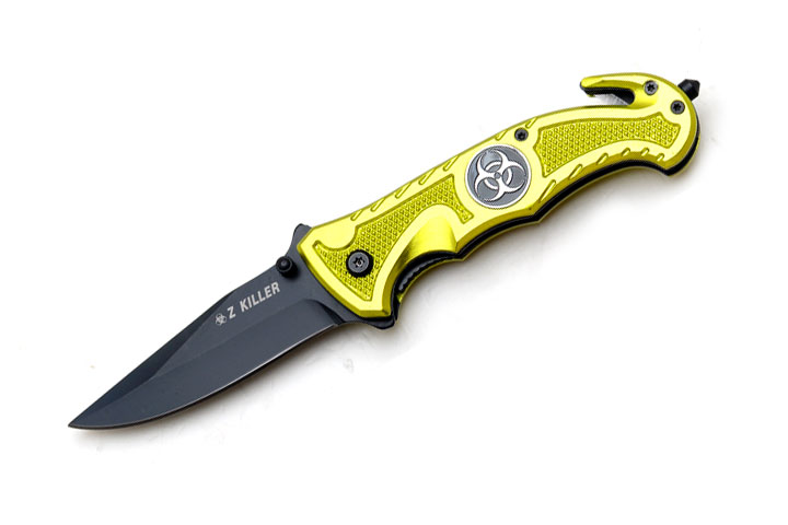 Z KILLER  Zombie Rescue Style Spring Assist Knife 4.5'' Closed