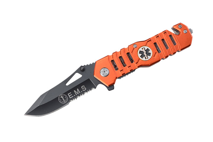 EMS Tactical Spring Assist Knife 4.5'' Closed with Clip