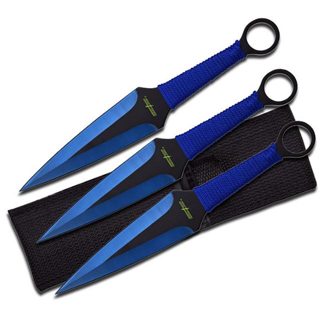 Naruto 9'' Blue Kunai Uzumaki Throwing KNIVES Set of 3