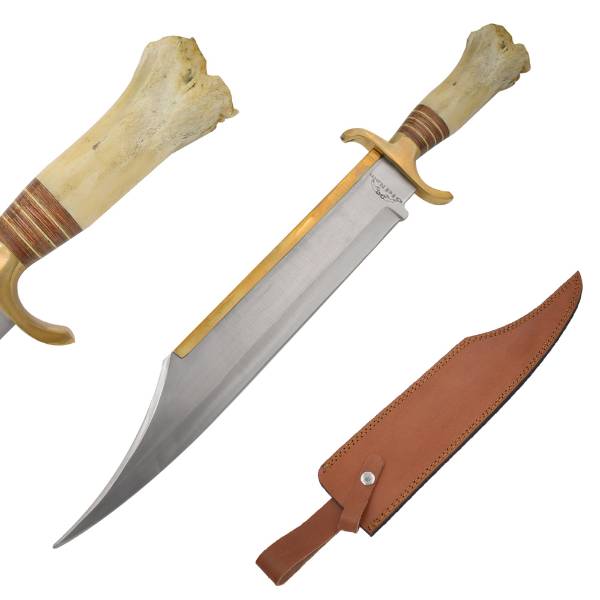 Old Ram Handmade 21.5 Inches Big Bowie Knife Real Bone HANDLE