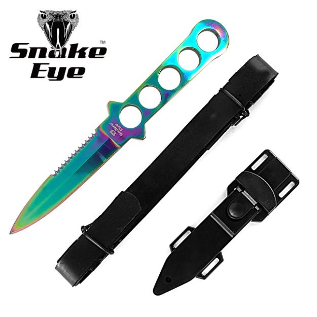 Snake Eye Tactical Heavy Duty Fix Blade Rainbow Diving KNIFE