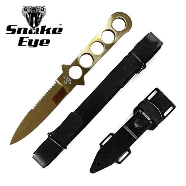 Snake Eye Tactical Heavy Duty Fix Blade Gold Diving KNIFE