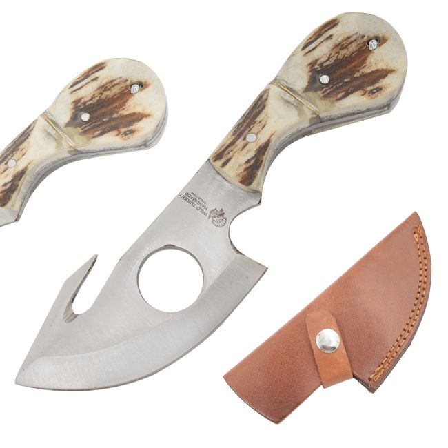 Wild Turkey Handmade Gut Hook Hunting Knife Stag HANDLE