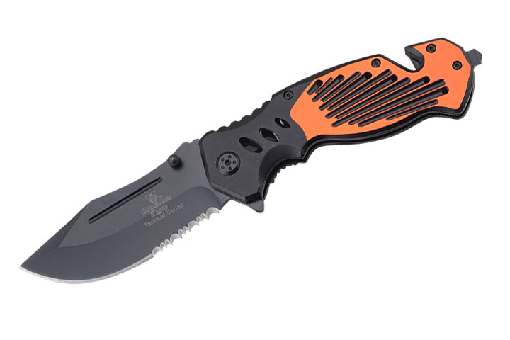 Snake Eye Tactical Spring Assist Knife 4.5'' Closed with Clip