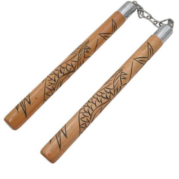 12.75'' Brown Round  Wood Nunchakus