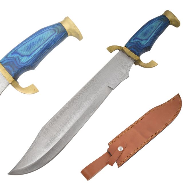 Old Ram Handmade Classic Bowie Knife Blue Wood HANDLE