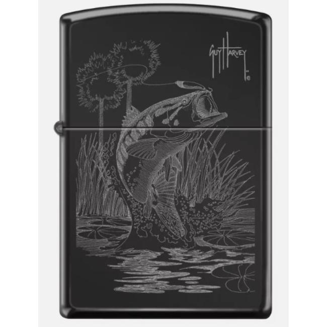 Guy Harvey FISHING Design, High Polish Black Lighter-ZP-46728