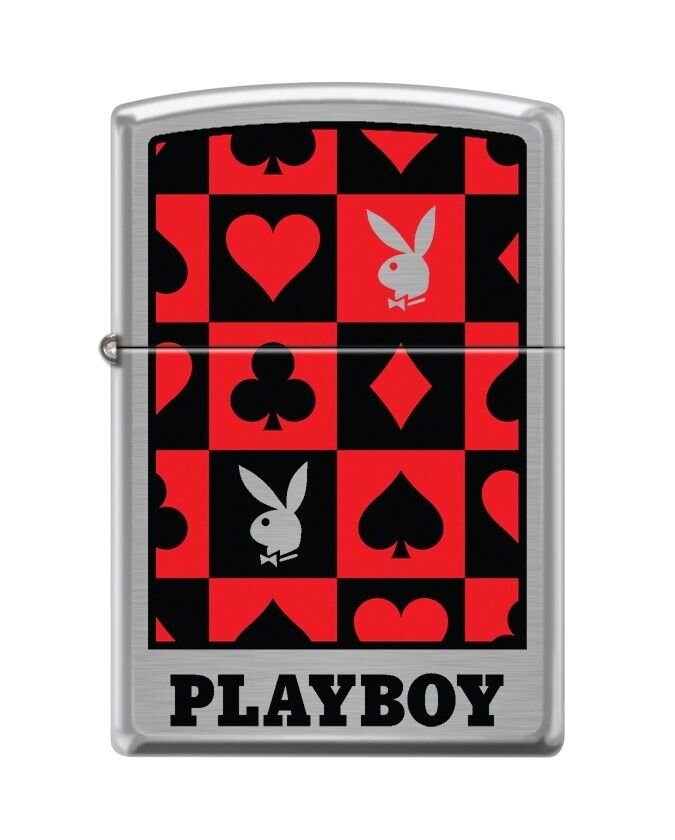Playboy Bunny Design, Brushed Chrome Finish LIGHTER - ZP-46733