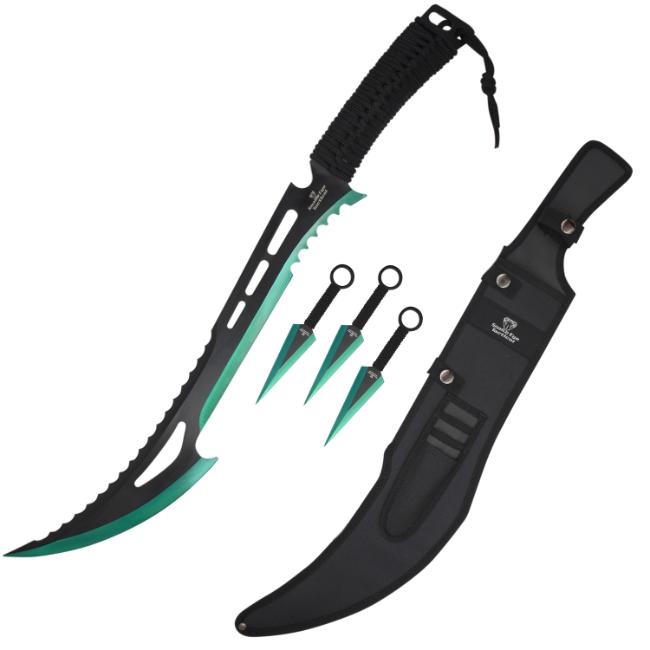 Snake Eye Tactical NINJA SWORD With Throwing Knife Set HK-123BKG