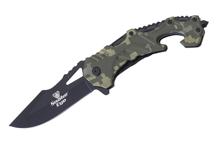 Snake Eye Tactical Camo Rescue Style Folding KNIFE Collection