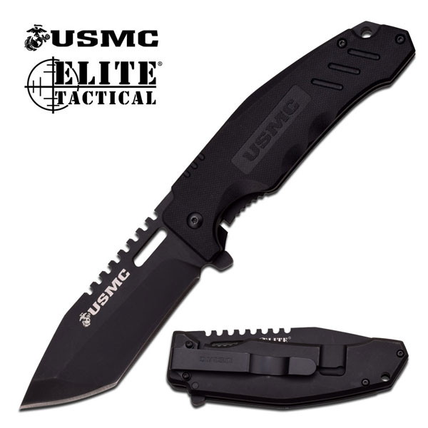 USMC BY ELITE TACTICAL M-2008BK FOLDING KNIFE 5'' CLOSED
