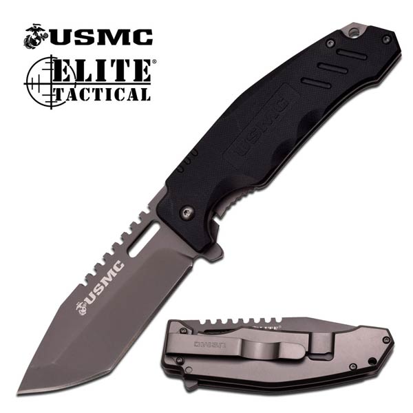 USMC BY ELITE TACTICAL M-2008GY FOLDING KNIFE 5'' CLOSED