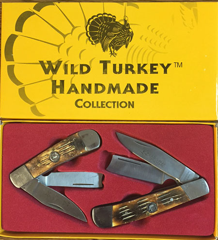 Wild Turkey Handmade 2pc Gift KNIFE Set Bone Handle