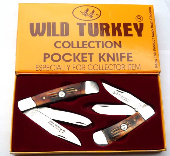 Wild Turkey Handmade 2pc GIFT Knife Set Bone Handle