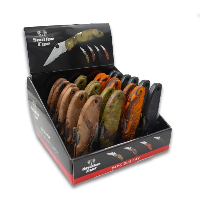 Snake Eye Tactical 24PCS Camo Folding KNIVES Box SE-1005MIX