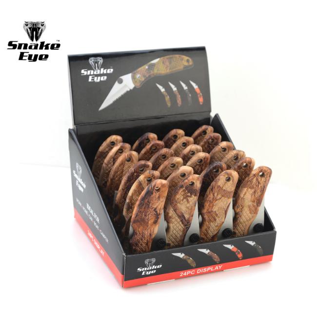 Snake Eye Tactical 24Pcs Brown CAMO Folding Knives Box SE-1005BC