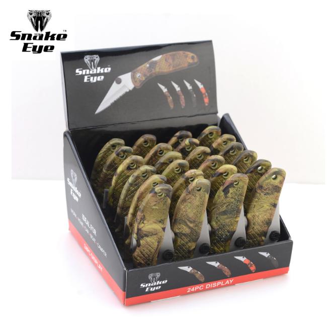 Snake Eye Tactical 24PCS Green CAMO Folding Knives Box SE-1005GC
