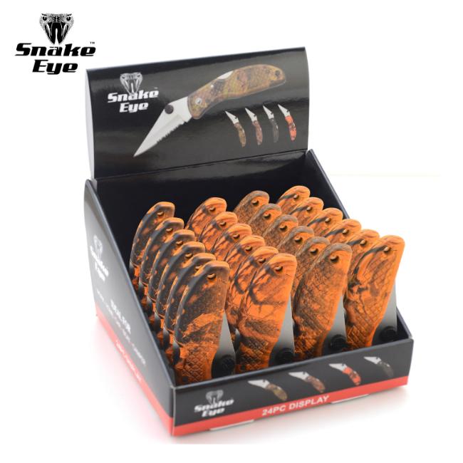 Snake Eye Tactical 24PCS Orange CAMO Folding Knives Box SE-1005OC