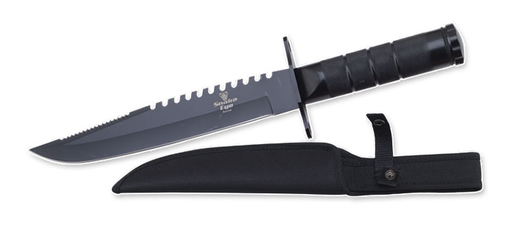 SURVIVAL KNIFE 15'' Overall W/Case & SURVIVAL Kit. Black