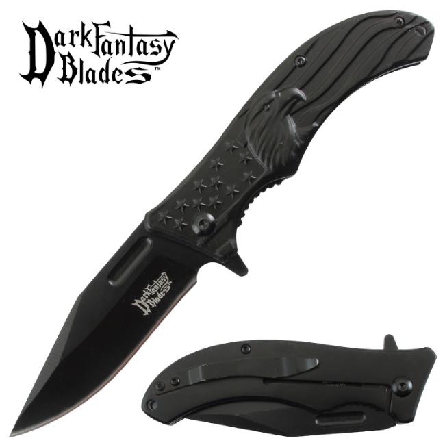 Dark Fantasy Blade EAGLE Printed Spring Assist Knife  DF-159BK