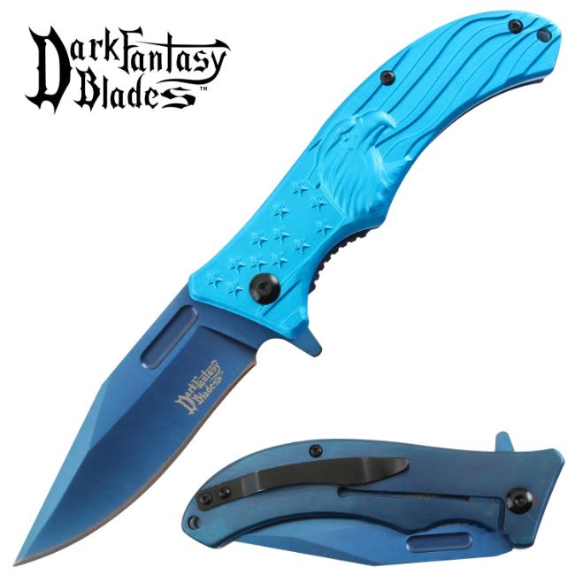 Dark Fantasy Blade EAGLE Printed Spring Assist Knife DF-159BL