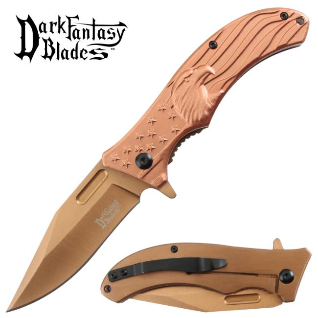 Dark Fantasy Blade EAGLE Printed Spring Assist Knife DF-159RGL
